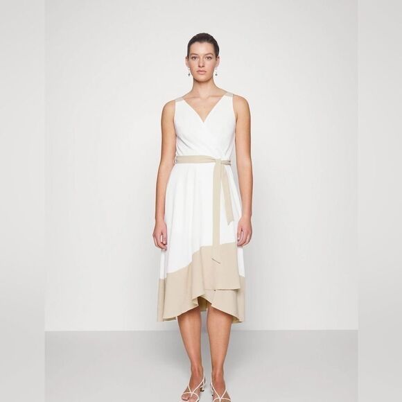 Dkny Plus Womens Size Colorblocked Faux-Wrap Dress  size 14 new - Picture 3 of 13